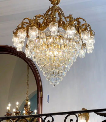 Candelero de vestíbulo de cristal de gran tamaño moderno para techos altos Europa y América