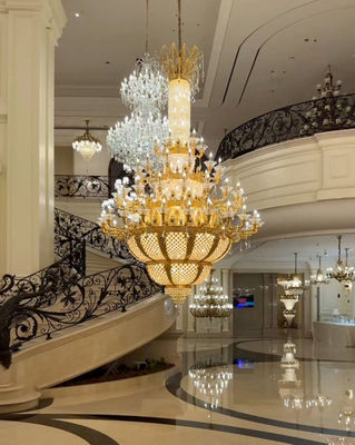 ODM OEM Dorado de lujo grandes candelabros de entrada moderna para edificios comerciales de alta gama