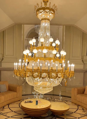 Candelabros contemporáneos personalizados de gran tamaño con colgantes de cristal de alta gama