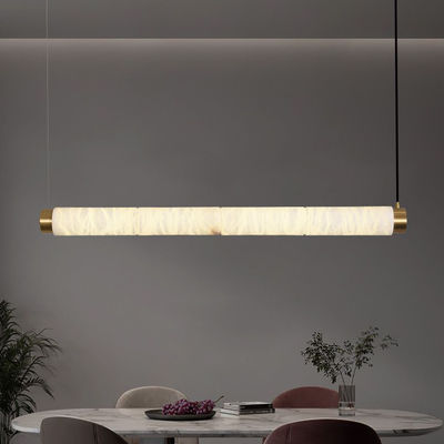 Diseñador minimalista creativo de luces colgantes de alabastro natural de cilindro largo lujo LED de decoración de bar de restaurante luces de alabastro