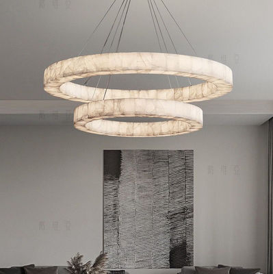 Iluminación de círculo único de estilo europeo moderno blanco natural de alabastro para el salón comedor