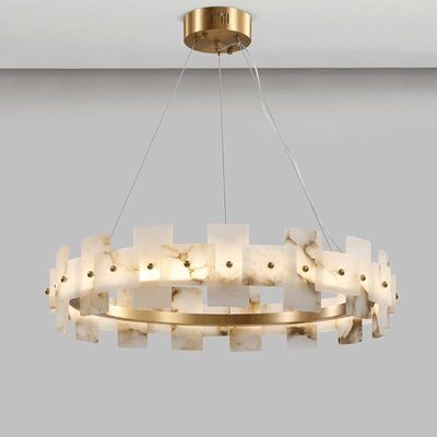 Decoración para el hogar Círculo LED Lujo Modernos Pendant Light Lustrero Alabastro Productos de iluminación