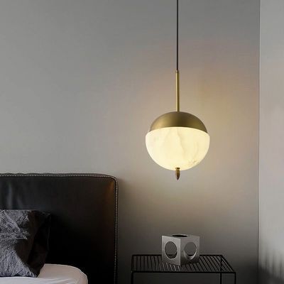 Lujo Nórdico de mármol colgante luz decoración del hogar Villa Salón Esférico Lustrero Dormitorio Cafetería lámpara de alabastro