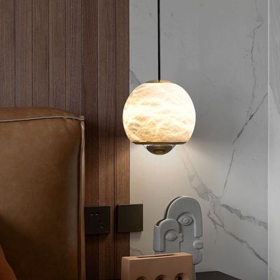 Decoraciones interiores de lujo Suspensión lineal Isla de cocina Salón de estar Dormitorio Bola redonda Alabastro Lustrero