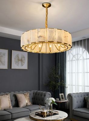 Luces modernas de lujo Casa Salón Dormitorio Marmol natural Negro oro de doble color Cuadro de cobre Alabastro colgante