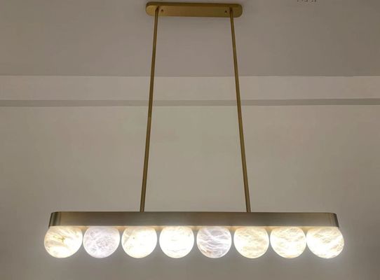 Moderno Nórdico de mármol candelabro diseñador de alta gama Minimalista Salón de estar Alabastro Luz Todo el cobre Comedor Lámpara de dormitorio