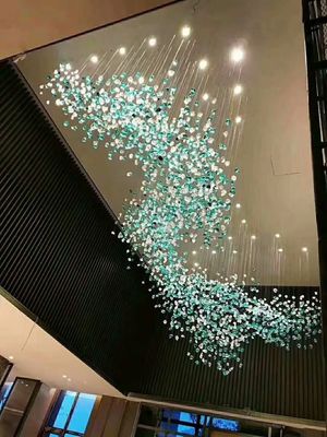 Arte decorativo Salón del hotel Lustreros de vidrio de cristal Lustrero montado en el techo