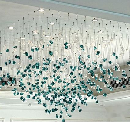 Hotel Lobby Villa Proyecto de decoración del salón de banquetes lujo de lluvia de vidrio de piedra gemas lámpara de candelabros accesorios