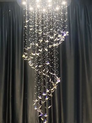Lujo artístico luz de techo de vidrio mariposa lámparas para hotel Villa Restaurante Decoración de bodas