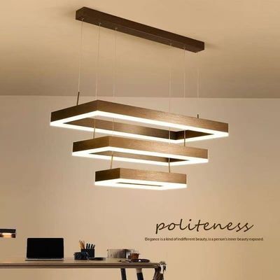 Tercera planta Sala de estar pequeña lámpara de candelabros modernos sencillos rectangulares Iluminación nórdica Salón Restaurante Bar Iluminación colgante