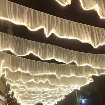 Cortina de techo de boda de luz blanca con banda de luz LED para salón de baile