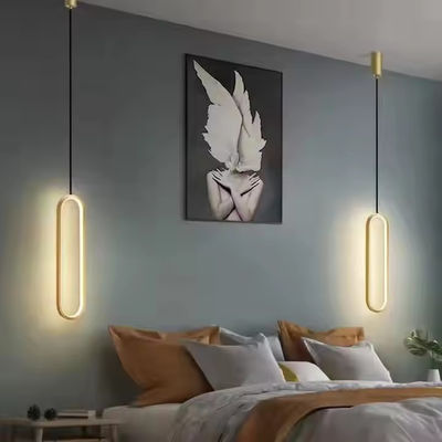 Modern Lineal Negro Oro colgante Luz Villa Duplex Salón Dormitorio Comedor Decoración del hogar lámpara de antorcha LED