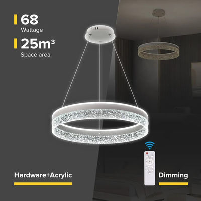 Diseño minimalista Sala de estar interior Círculo Sala de estar Lámpara colgante acrílica Lámpara de luz de anillo dorada