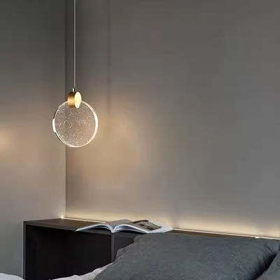 Sala de estar contemporánea de cristal redondo Casa decorativa luz colgante Led Para el salón del hotel escalera