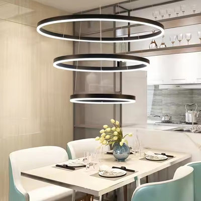 Diseño moderno de 3 anillos colgantes anillo decorativo acrílico LED lámpara de luz de oro hotel vestíbulo sala de estar larga escalera lámpara de luz