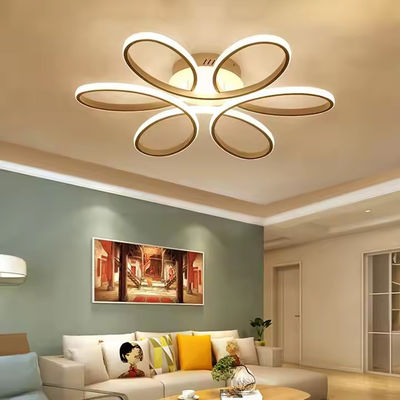 Superficie de oro oscurecible montada Led Acrylic Techo de luz minimalista Anillo creativo colgante de luz de forma de flor moderna