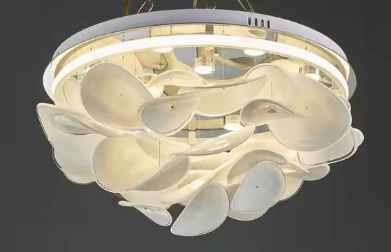 Nordic Simple Light Francesa Salón de estar Dormitorio Techo de luz Crema moderna Personalidad creativa Hoja de loto Diseñador de luz de habitación