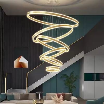 Lámpara de anillo de techo alto de lujo acrílico ajustable para el comedor del hotel