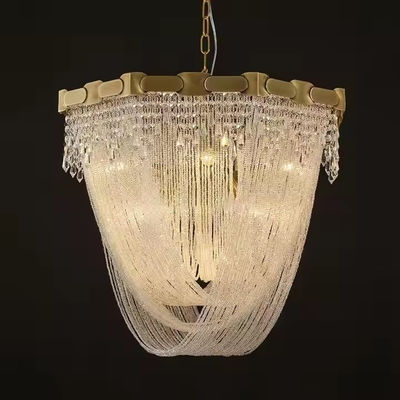 Proyecto moderno Hoteles de metal Tassels Lustrero Escalera Iluminación de techo Decoración de la casa Escalera Lustreros colgantes Iluminación