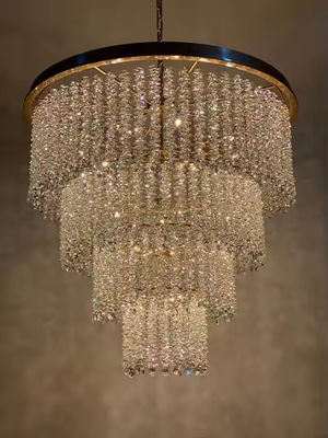Hotel fabricante de candelabros lujo dorado moderno cristal redondo colgante luz para boda banquete colgante grande para interiores