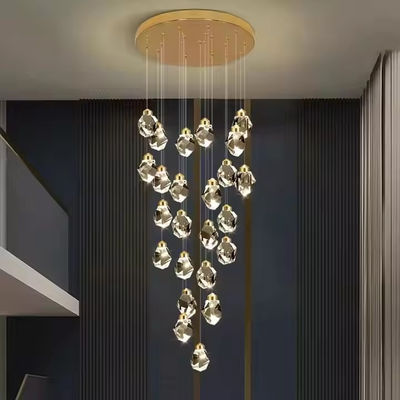 Interior de la escalera del hotel lujo moderno cristal lámpara de carpintería colgante luz con lámpara de techo LED tamaño de la lámpara 130 * 110mm