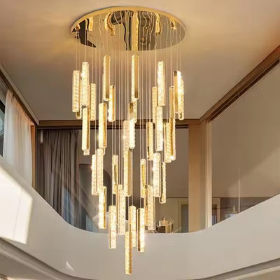 3000K-6500K Temperatura de color Cristal lámpara de candelabo LED anillo para el hotel moderno Lobby escalera Villa
