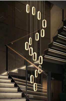 3200-6500K Tres colores que cambian la luz de la lámpara de luz LED moderna luz lujosa colgante oval acrílico para el hogar y el restaurante