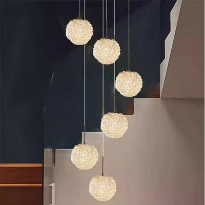Lámpara moderna de lichi de cristal lujo villa dúplex escalera de iluminación para el salón elevado y el dormitorio