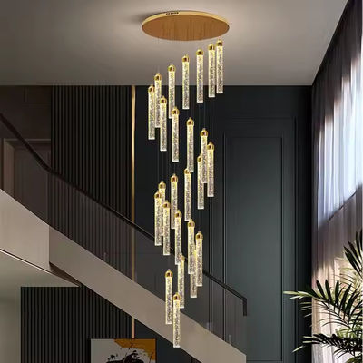 3200-6500K Temperatura de color Dorado Acrílico colgante de luz para escalera de hotel