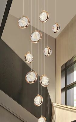 Candelario de bola de cristal redonda contemporánea para Villa Mall Hotel Loft Cocina Salón