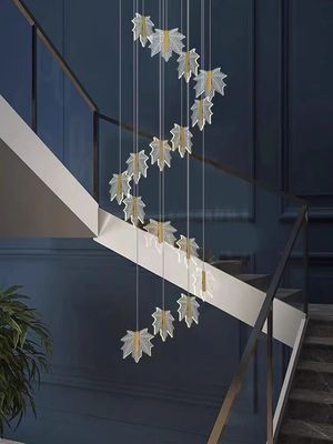 Moderno Led Simple Art Hoja de acrílico Lustrero Oro Casa Hotel Escalera Comedor Decoración Pendant Light