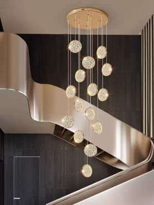 Hotel de lujo Lobby Dorado Decorativo Gran Tamaño Customizado Moderno Candelabro de Techo Led