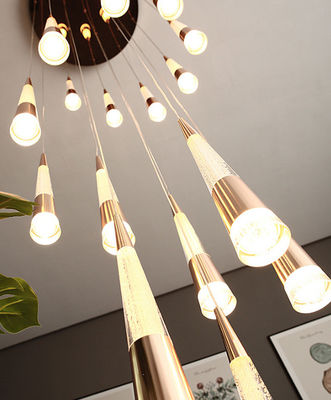 Casa de lujo decoración moderna Villa Sala de estar Hotel colgante colgante luz de aluminio redondo LED parche tipo bombilla doble cabeza flor frita burbuja lámpara de candela
