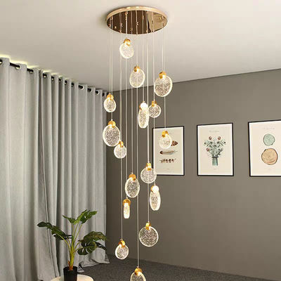 Iluminación interior de cuello LED de cristal moderno dormitorio de luz colgante con aluminio y cristal claro