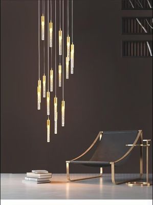 Lámpara de parche de LED moderna larga de cristal para diseño lujoso en el salón comedor o escalera