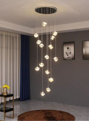 Lámpara de la sala de estar de candelabros de cristal Lámpara de escalera dúplex para atmósfera moderna