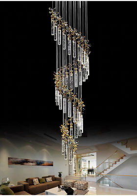 Nueva burbuja sala de estar columna de cristal luz LED lujo simple lámpara colgante larga villa doble escalera giratoria edificio de gran altura