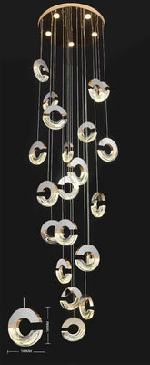 Modern Loft Chandelier Diseño C-tipo acrílico para el techo minimalista Chandelier en el salón Iluminación de escaleras
