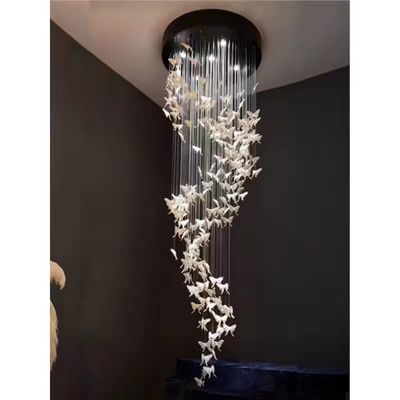 Nordic Creativo Cerámica blanca mariposa Salón de estar Lustrero Comedor moderno sencillo Escaleras Dormitorio Villa Lámparas de cerámica