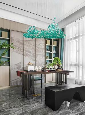 Custom Hotel Moderno Lobby Villa Arte de piedra verde lámpara de lujo LED