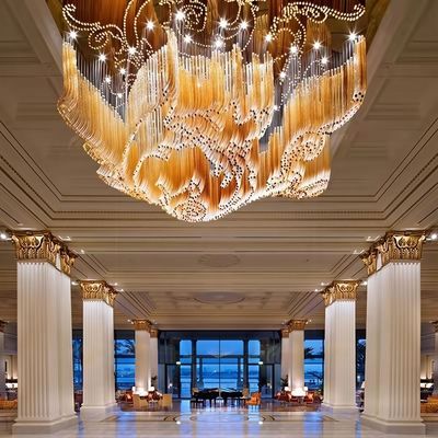 Largo gran hotel por encargo Lobby Salón de banquetes Murano Vidrio colgante de luz Modernas lámparas de lujo Para decoraciones de salón de bodas