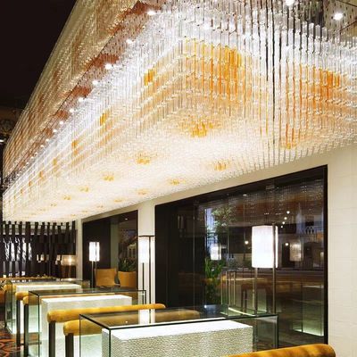 Lámpara de ingeniería a medida Sala de banquetes Lámpara de cristal rectangular Candela del departamento de ventas Lámparas de mesa de arena Iluminación del vestíbulo del hotel