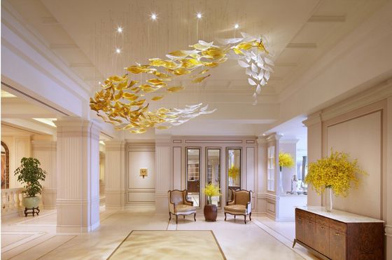 Soluciones de iluminación de banquetes de lujo con diseño CAD automático y gran lámpara de cristal de arte LED