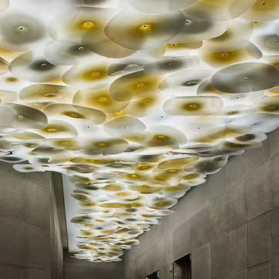 Diseño moderno de vidrio Iluminación de la decoración de vidrio Hotel Lobby Proyecto grande a medida Interior LED lámpara de cristal artística soplada a mano