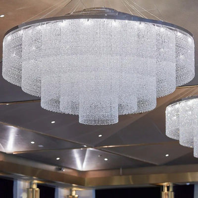 Diseño de círculo grande Lustrero personalizado con color blanco frío y material de vidrio / cristal / acrílico / acero inoxidable