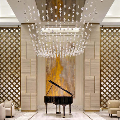 Decoración de escaleras de hotel de vestíbulo de villa de diseño personalizado Techo moderno Gran cristal de vidrio Lustrero suspendido