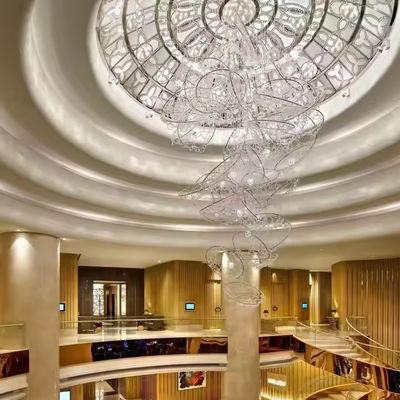 Cristal No Estándar de Ingeniería Custom Hotel Hall Lustrero Sala de Banquetes Cristal Ball Mesh Lámpara de Ingeniería de Metal