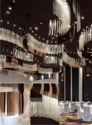 Ventilador de cinta de vidrio personalizado Hotel Lobby Club Senior Luxury Techo alto Modern candelabrador