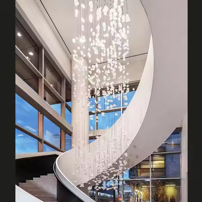 Gran luz de cristal de piedra lujosa arte candelabros personalizados para hotel escalera lámpara colgante