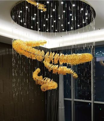Casamientos y espacios elegantes Usar sombras de vidrio lujo moderna lámpara de antorcha LED hermosa luz de cristal colgante para el salón del hotel